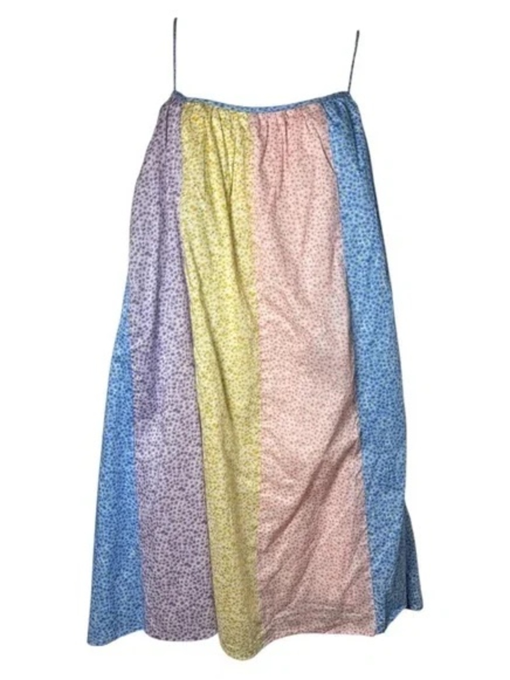 Storia Pastel Panel Floral Maxi Dress in Blue, Purple, Yellow, Pink Sz Large